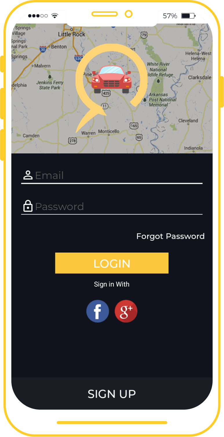 Screenshot of login