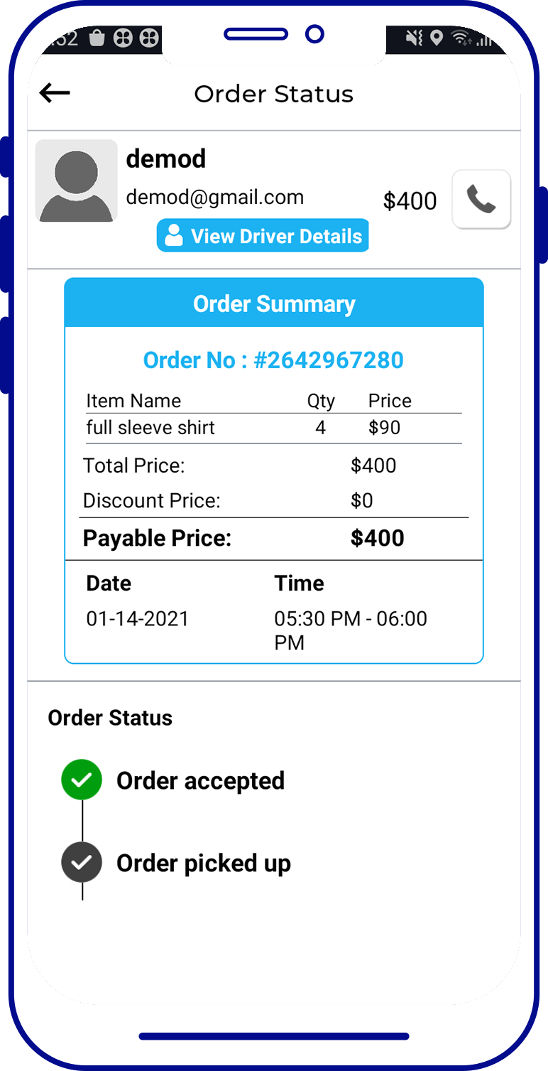 laundry app order status