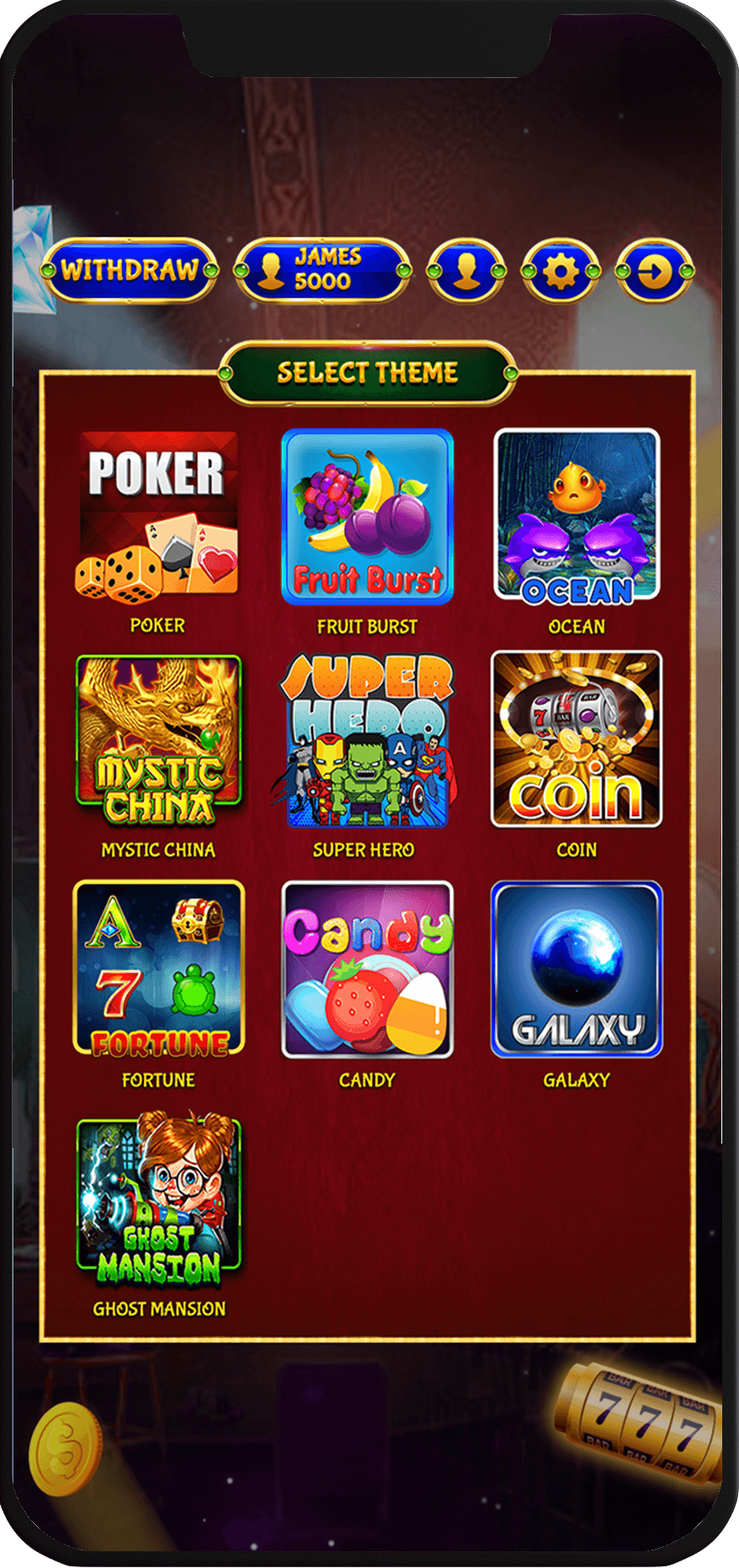 Screenshot online slot software by Uber clone app